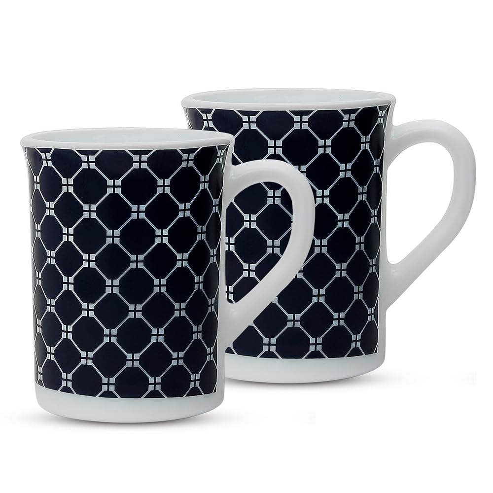 Larah by Borosil Opalware | Set of 2 | 350 ml |  Kazak | Blue Mug Set