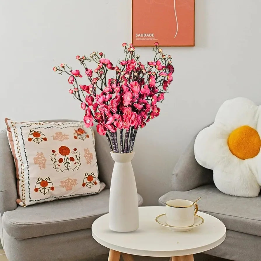 3 Sticks Artificial Blossom Flower Bouquet Sticks Dark Pink