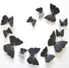 Xtore Home Decor Plastic 3D Build Butterfly with Sticking Pad Set of 12 Pieces Shaded Black