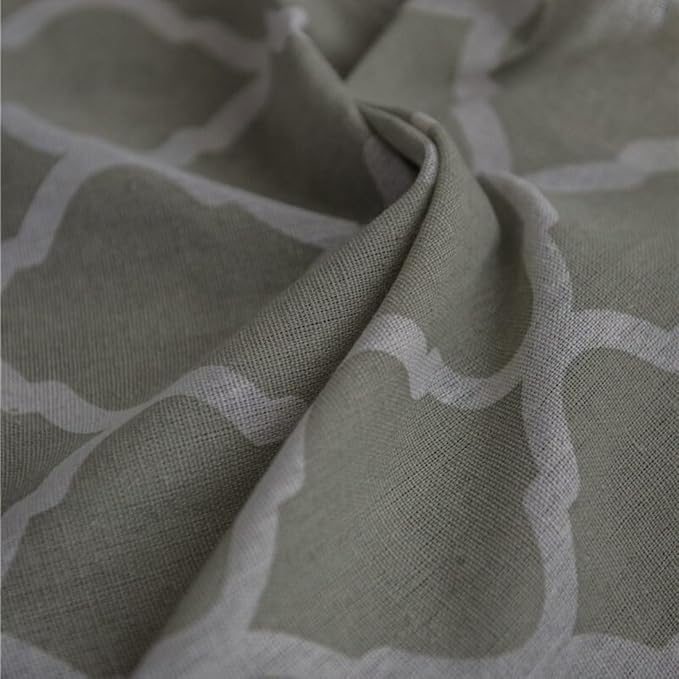 Huesland Cotton Curtains for Door, 9 Feet Long 1 Bohemian Eyelet Curtain | Quatrefoil Dessert Sage