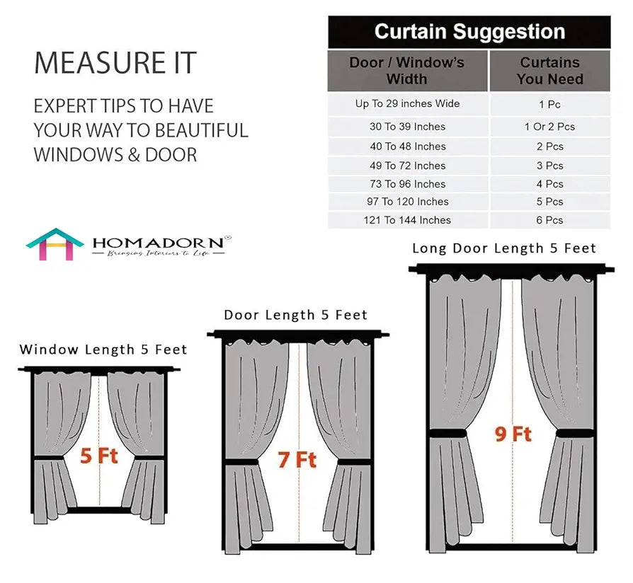 Homadorn Ombre Printed Linen Textured Sheer Curtains Off White
