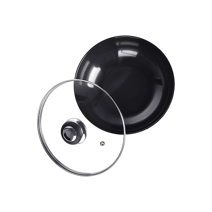 Sumeet 3mm Hard Anodized Deep Tasla with Glass Lid Size No - 14 (26.5 cm 3.75 Liters)