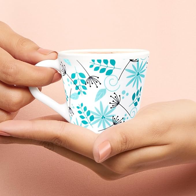 Larah by Borosil Novelty Series Stardust Opalware Mug | Set of 6 Tea/coffee Mugs | 110 Ml Each