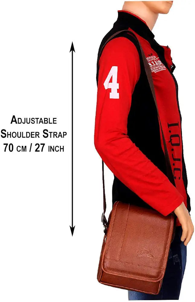 Leather World Sling Bag for Men PU Leather Messenger Cross Body Travel Office One Side Chest Shoulder Bag for Men & Women