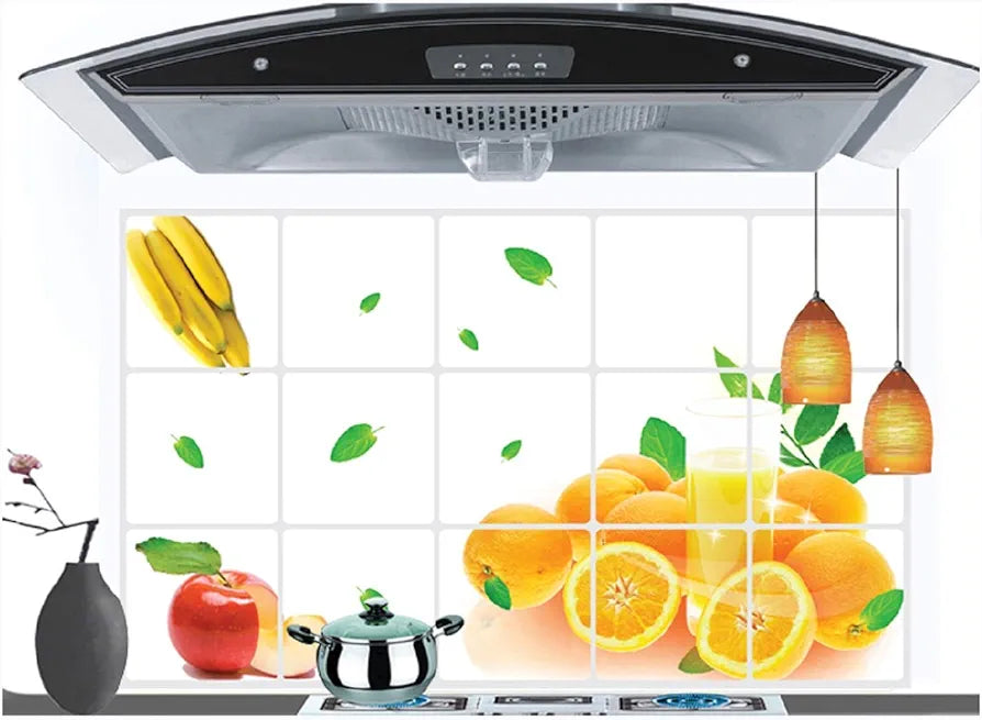 Jaamso Royals Multicolor Fruits Wall Tiles Stickers Waterproof Kitchen Stickers Fruits