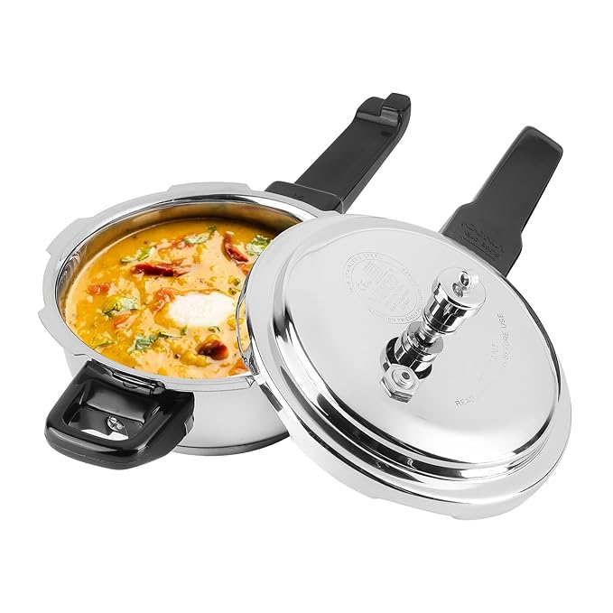 Vinod Platinum Triply Stainless Steel Outer Lid Pressure Cooker with Induction Base | 2 Litres | Mini Pressure Cooker, Induction Base Pressure Cooker
