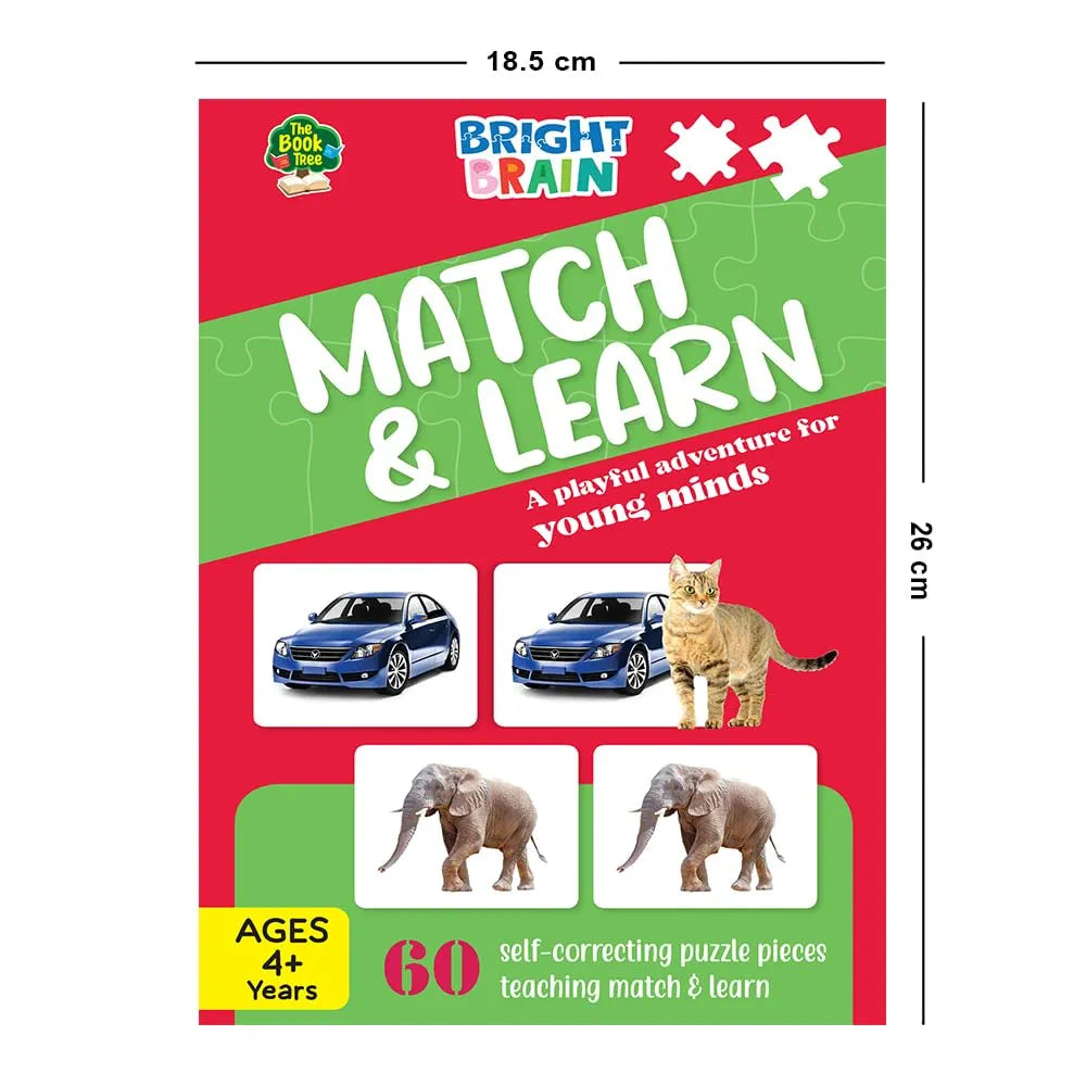 The Book Tree Bright Brain Match and Learn 60 Piece  Jigsaw Puzzle for Preschoolers, Educational Toy for Learning Picture Matching, Gifts for Kids Ages 3 to 6 by Majestic Book Club