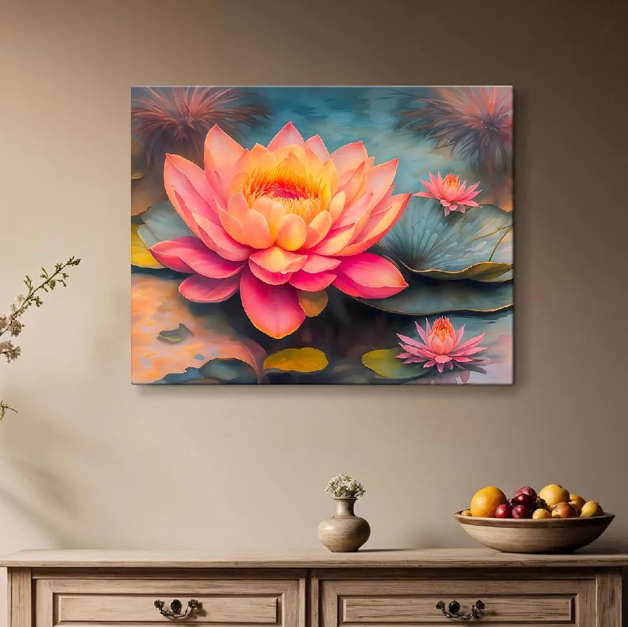 ArtX Canvas Bloomed Lotus Painting For Vastu Big Size Nature