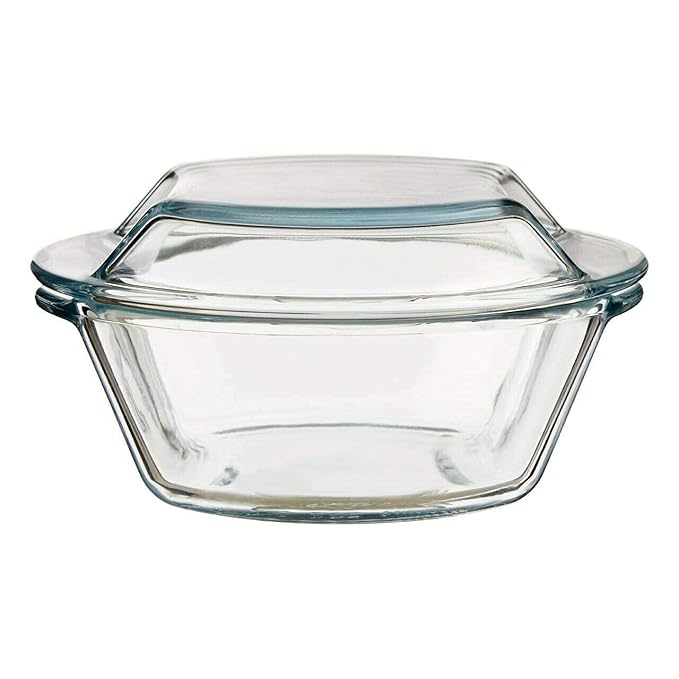 Femora Borosilicate Serving Bowl | Glass Casserole Set, Glass Bowl With Lid, Microwave Safe Bowl Set | 500 Ml