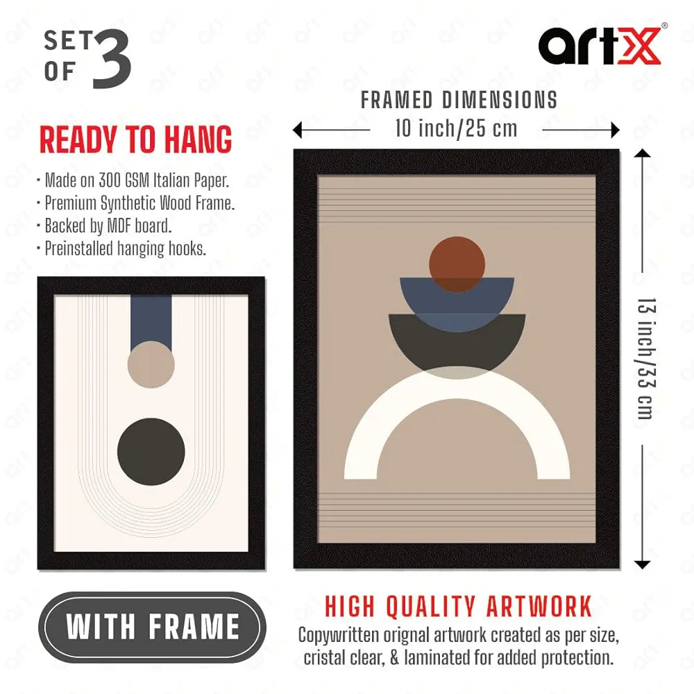 ArtX Paper Geometrical Boho Wall Painting Set of 3