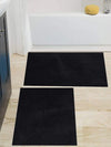 Aerohaven Glorious Super Soft Microfiber Solid Anti Slip Stone Wash Bathmat Black Colour (Set of 2Pc)