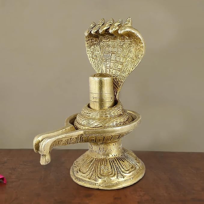 The Advitya Shivling for Home Puja Mandir With Sheshnaag Brass Statue | Shiva Lingam for Shiv Mahadev Sawan Maha Shivratri Pooja