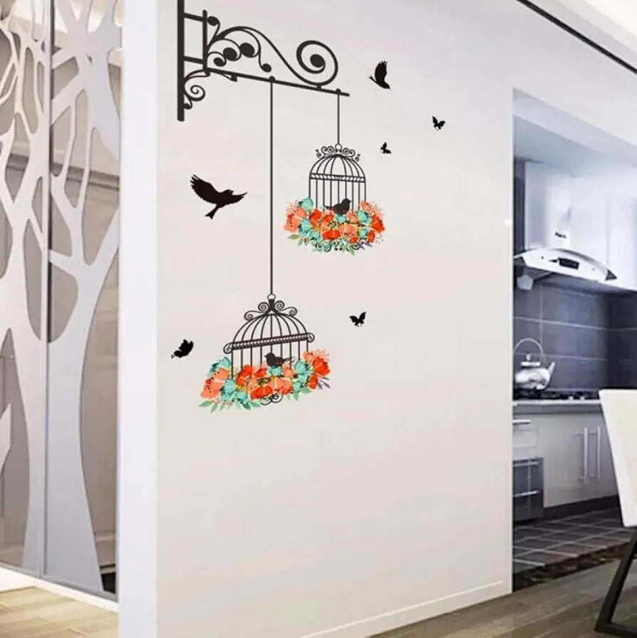 Xtore Beautiful Bird Cage Vinyl Wall Sticker