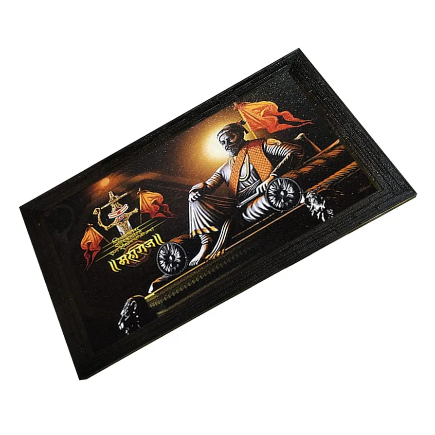 Lifehaxtore Wooden Framed Painting of Shri Shivaji Maharaj