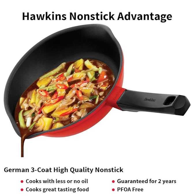 Hawkins 22 cm Frying Pan Die Cast Non Stick Fry Pan with Glass Lid