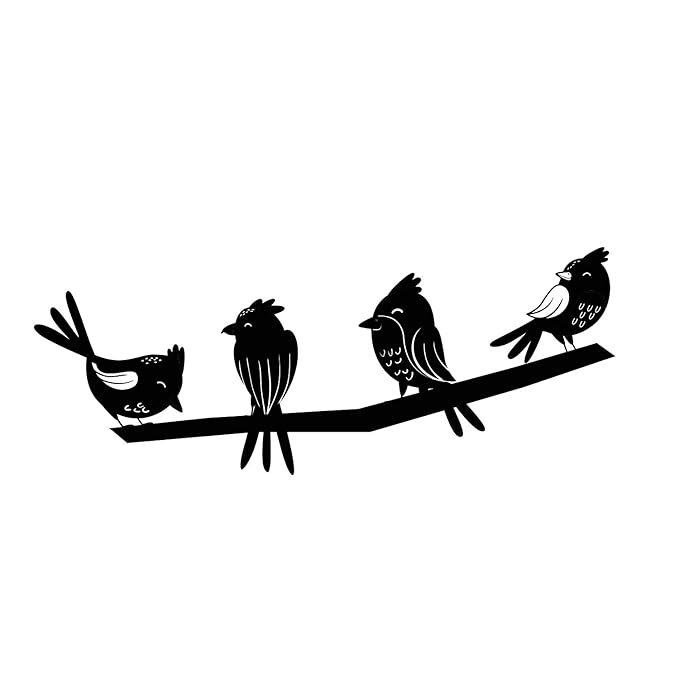 Ecraftindia Birds on a Branch Black Engineered Wood Cutout Wall Art Decor | Nature, Bird Wall Hanging