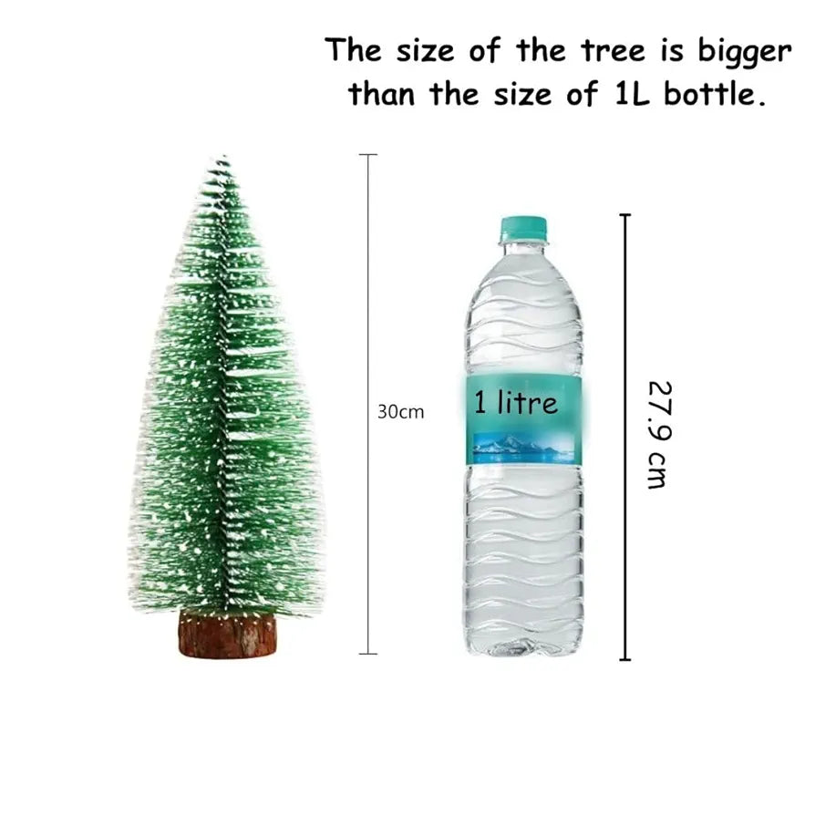 Satyam Kraft 1 Pcs Artificial Mini Christmas Tree Miniature Table Decor Pine Tree with Wooden Base