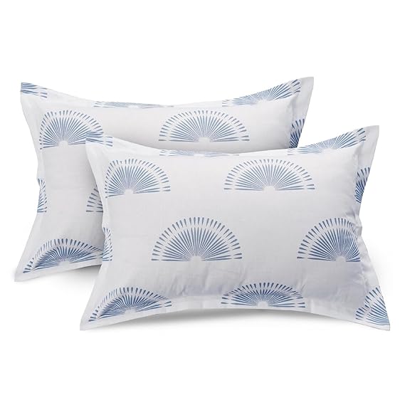 Huesland by Ahmedabad Cotton 144 TC Cotton Bedsheets for King Size Bed with 2 Pillow Covers | Sunrise | Grape Purple & White