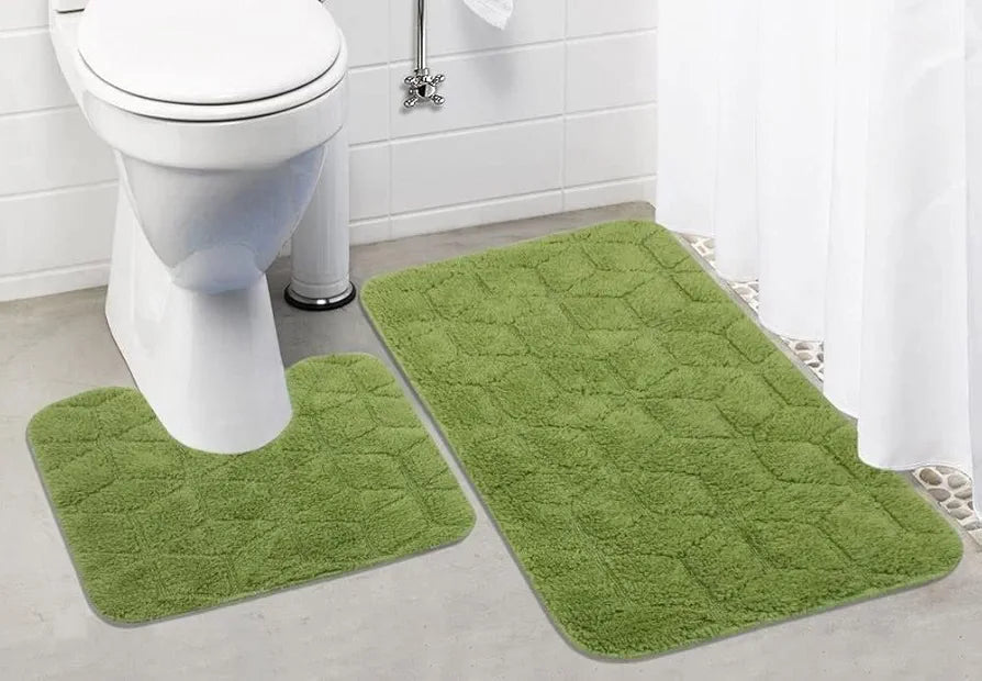 Saral Home Solid Antiskid Bathmat Set Colour Green