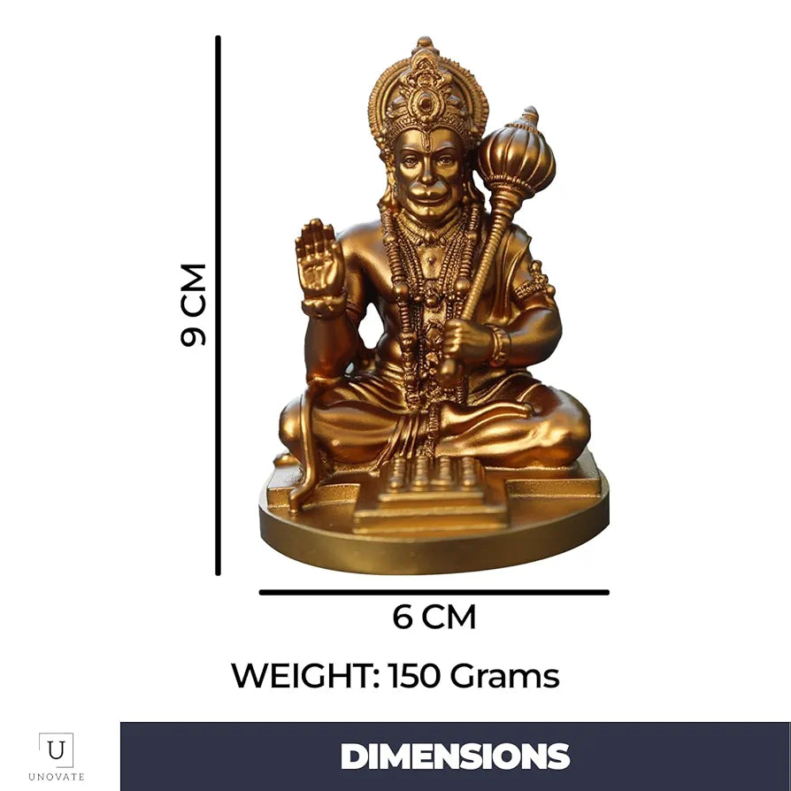 Unovate Lord Hanuman Idol for Car Dashboard Gold