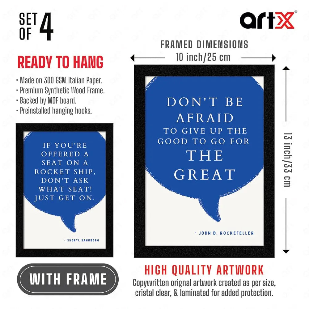 ArtX Paper Business Sales Marketing Motivational Quotes Wall Frames AXF00181-MOT Set of 4