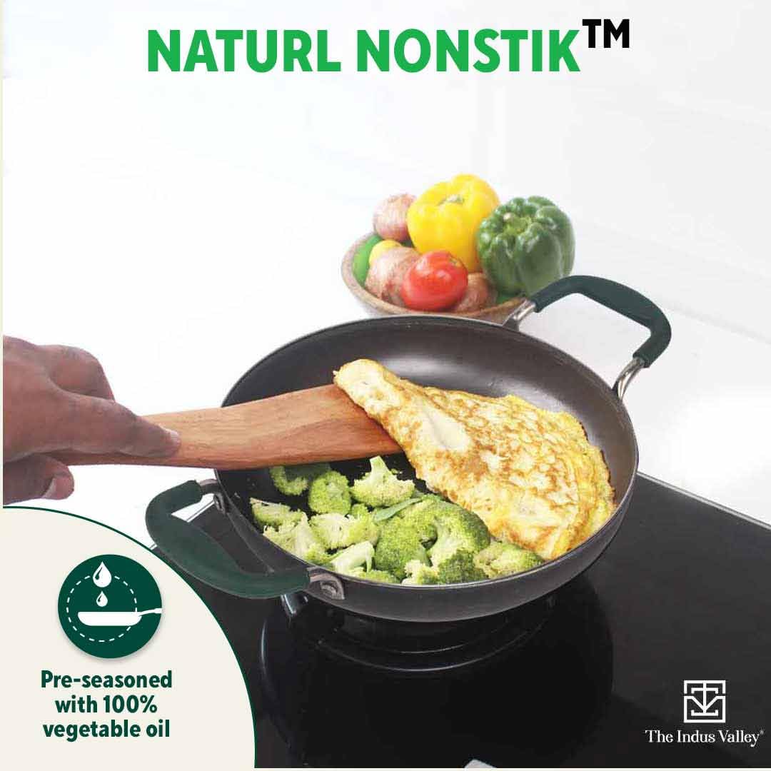 The Indus Valley Pre-Seasoned Iron Jalebi Pan with Silicon Handle