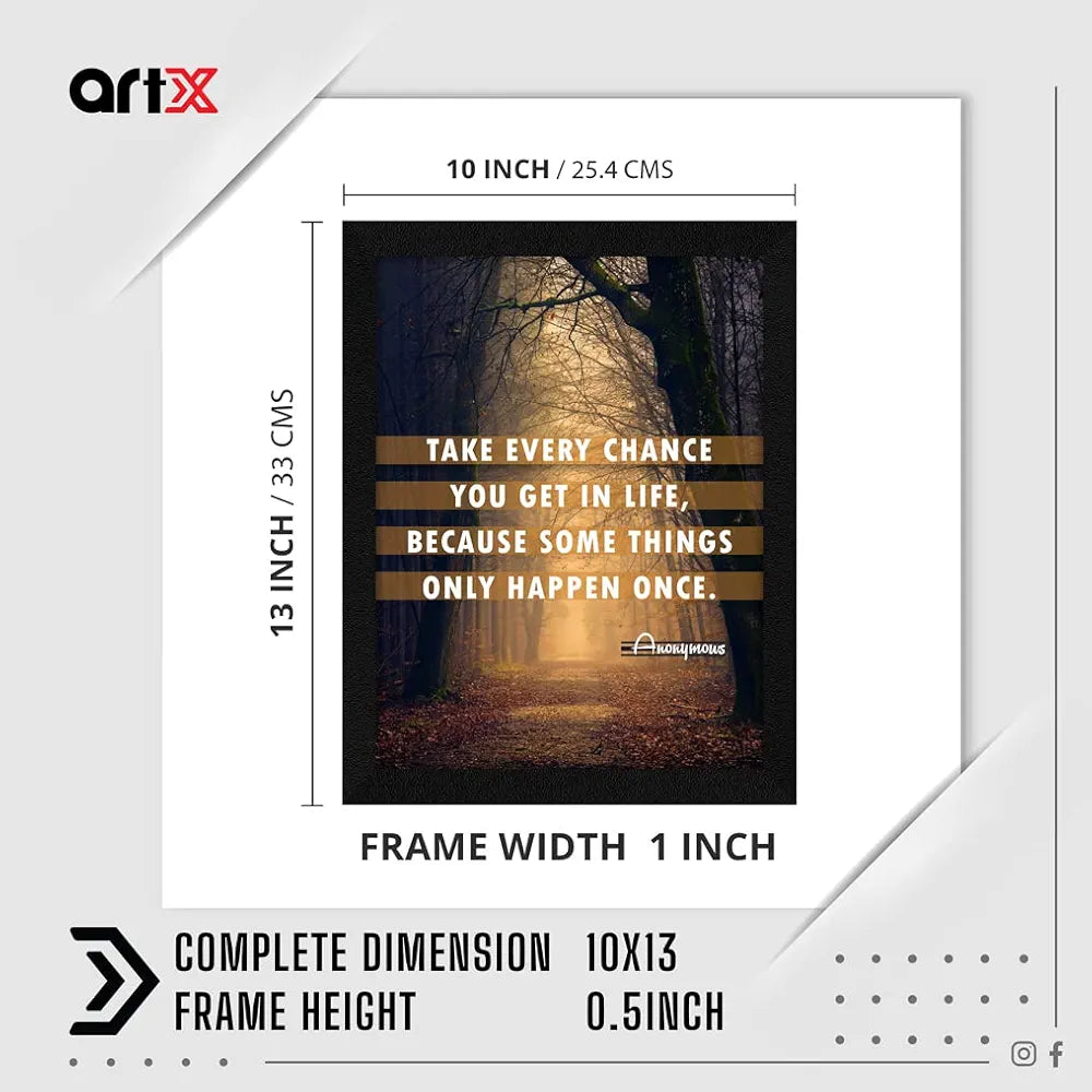 ArtX Motivational Inspirational Quotes Take Every Chance Framed Wall Art Painting