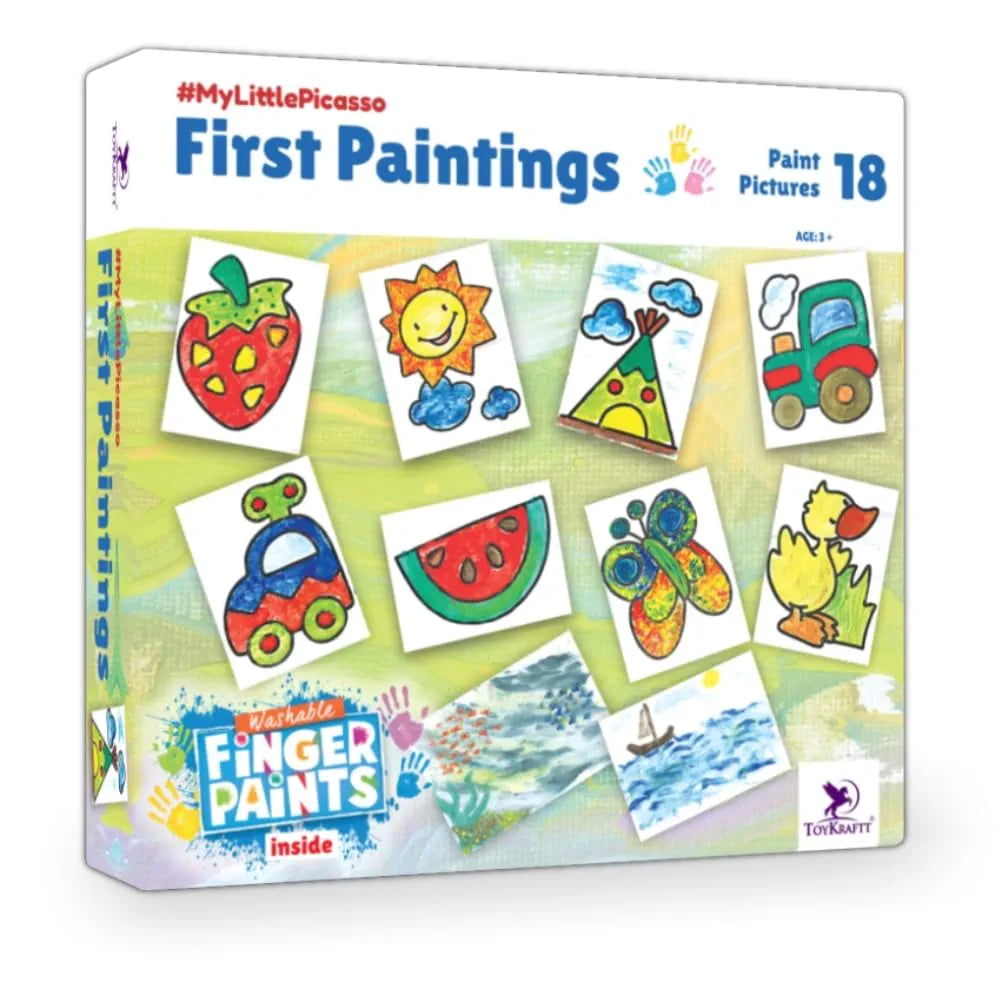 Toykraftt Finger Painting Kit Art Activity Kit Gift for for 3 to 5 Years Old| Washable Finger Paints| Art and Craft Kid for Toddlers| Child Safe Paints - Green