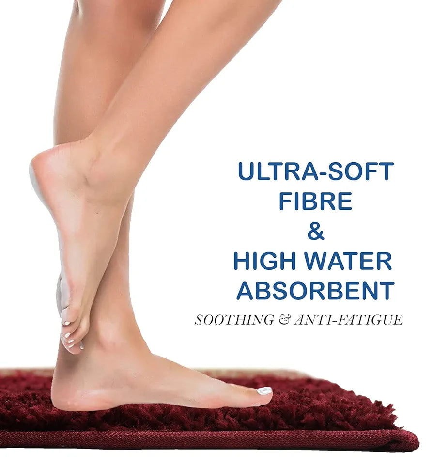 Luxe Home Super Soft Microfiber Bathroom Mat Non-Slip Bath Mat Colour Lava (Pack of 2)