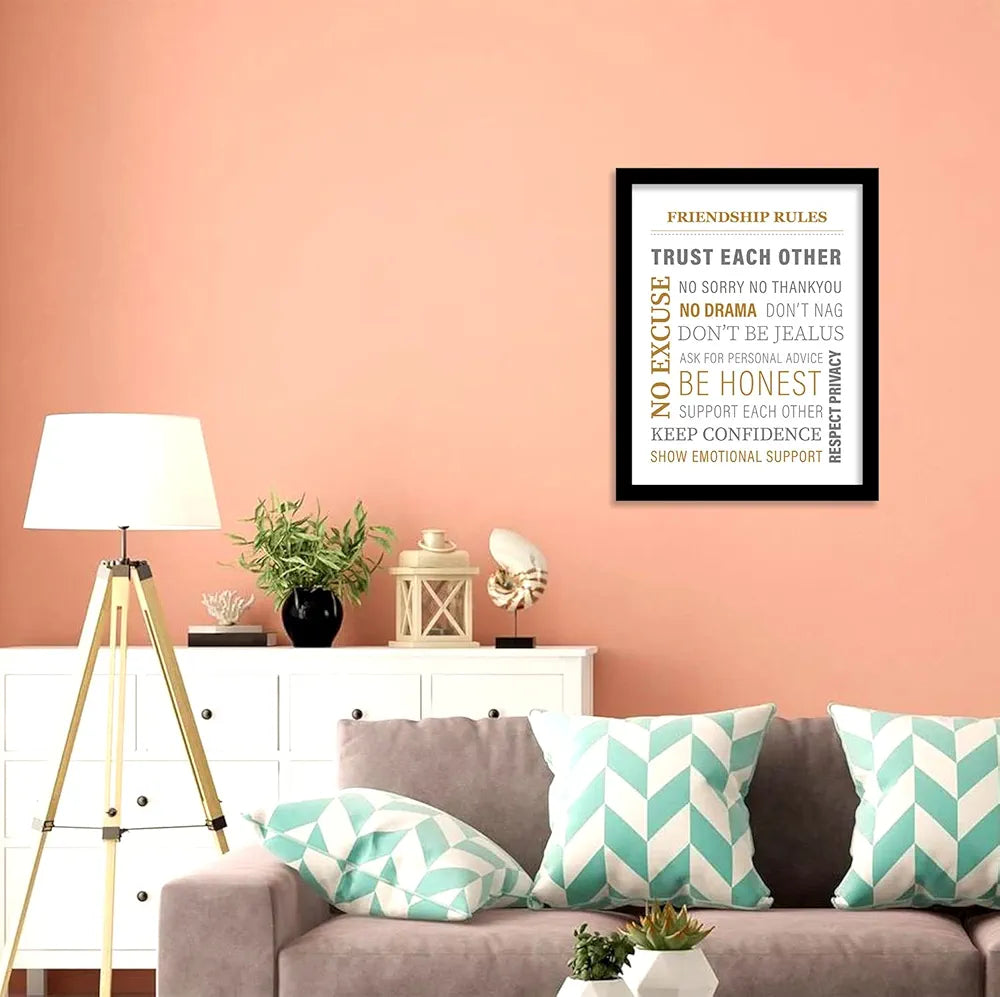 Kotart Friendhip Rules Wall Poster for Room Home Wall Decor Typographic Design