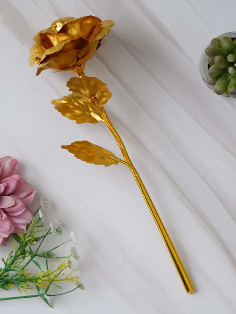 Golden Rose Flower Showpiece