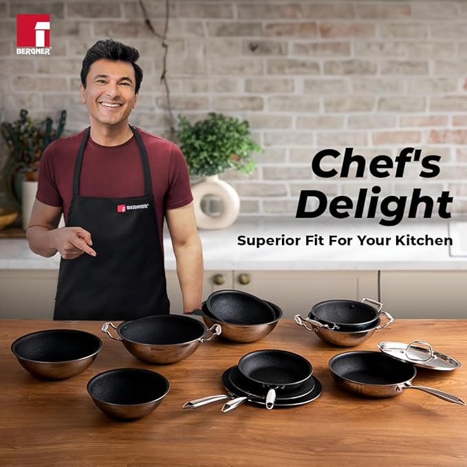 Bergner Hitech-peek Triply Stainless Steel Sautepan | Deep Frypan 24 Cm