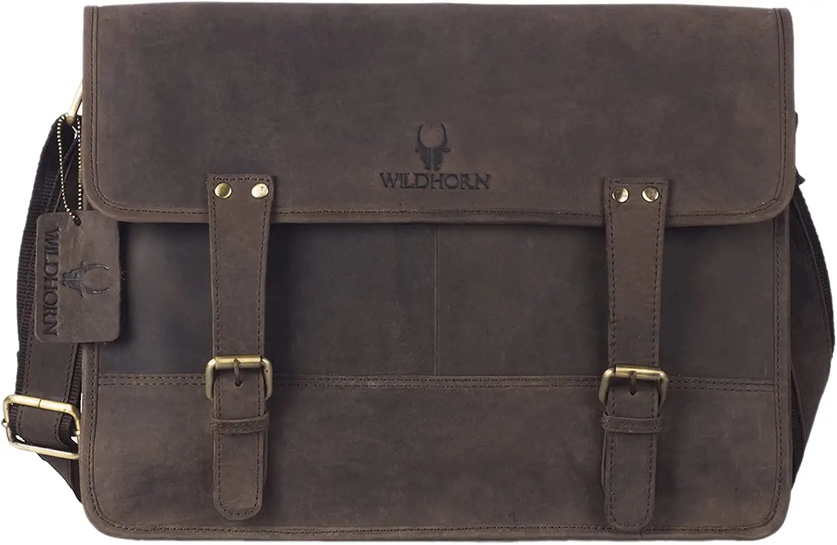 WildHorn Classic Leather Messenger Bag for Men I Multiple Pockets I Adjustable Strap I DIMENSION : L-15 inch W-4 inch H-12 inch