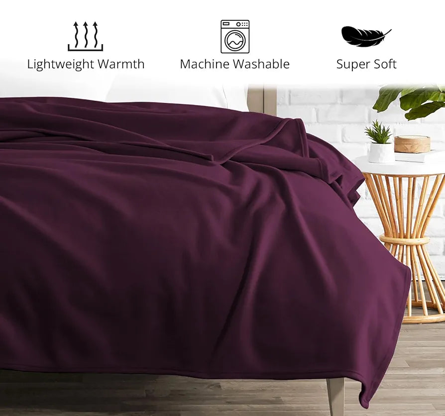 Cloth Fusion Polar Fleece AC Blanket for Winter Single Bed Soft Woolen Blanket Wine Colour