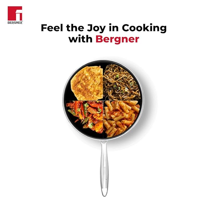 Bergner Hitech Triply Non-Stick 28 cm Frypan with Glass Lid