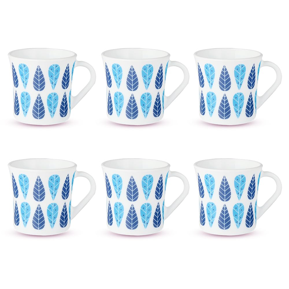 Larah by Borosil Crysta Series Fable Opalware Mug | Set of 6 Tea/coffee Mugs | 160 Ml Each