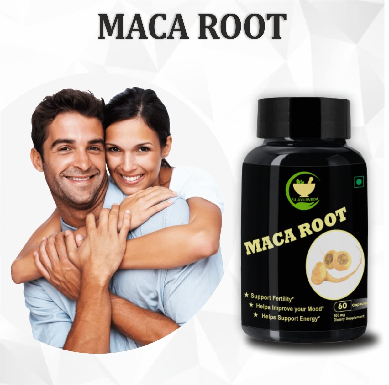 Fij Ayurveda Maca Root Extract Dietary Supplement For Men & Women - 60 Caps