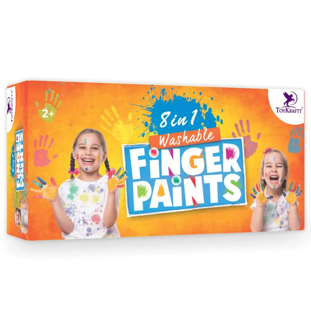 Toykraftt Finger Paints For Kids| Non Toxic Washable Finger Paints| Child Safe Paints For 2 To 3 Years Old| 8 Shades X 100 Ml In A Pack Mega Kit - Paper