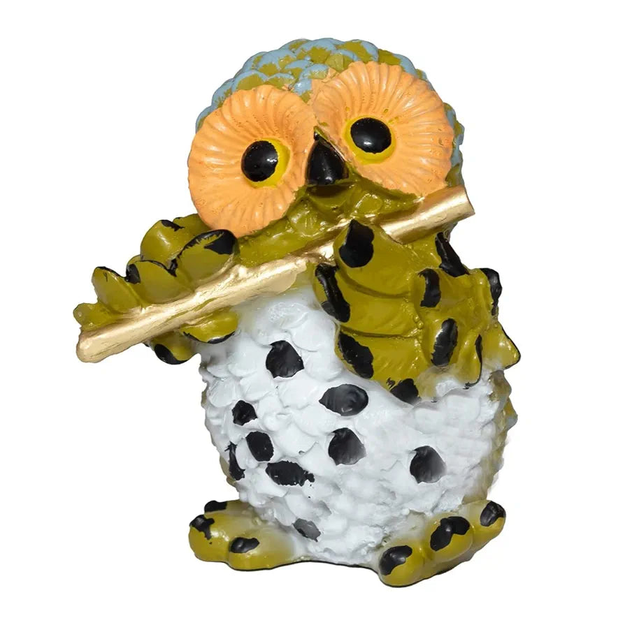 Jaipur Ace Marble Owl Showpiece/figurines Playing Musical Instruments Multicolor Set of 4 Owl Set