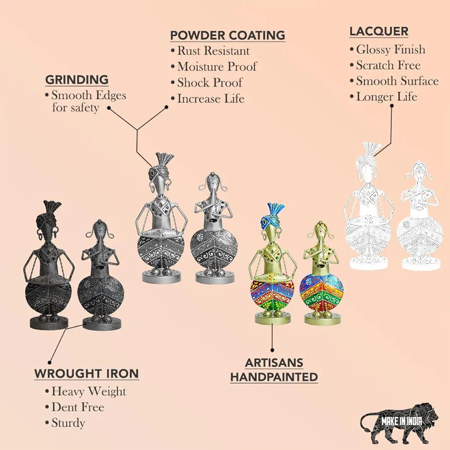 Ekhasa Nostrae Metal Show Pieces Gold Rajasthani Musicians