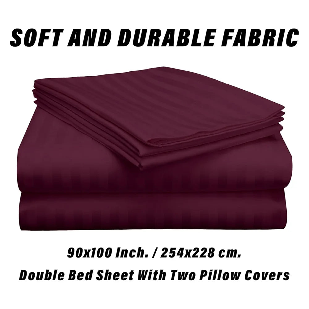 Kuber Industries Double Bedsheet with 2 Pillow Covers 144 TC Glace Cotton Bedsheet Hotel Bedroom Maroon
