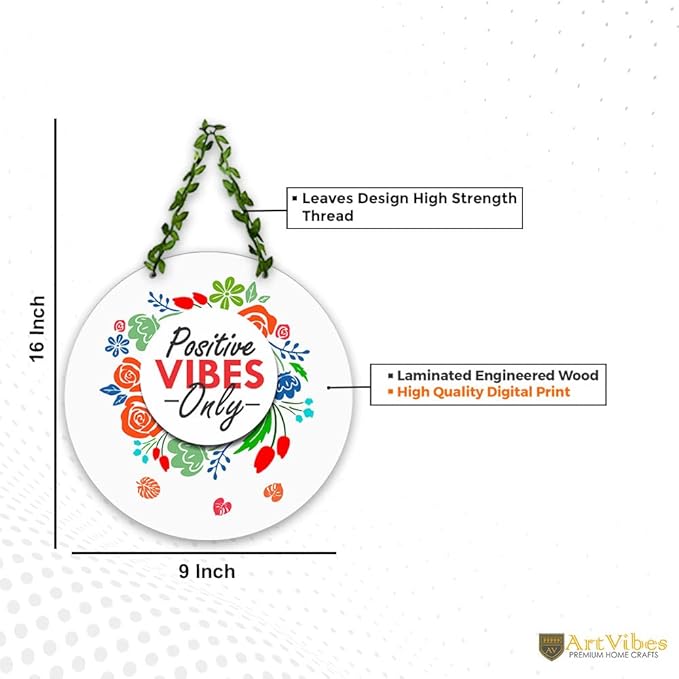 Artvibes Positive Vibes Only Wall Hanging for Home | Decoration Art Piece