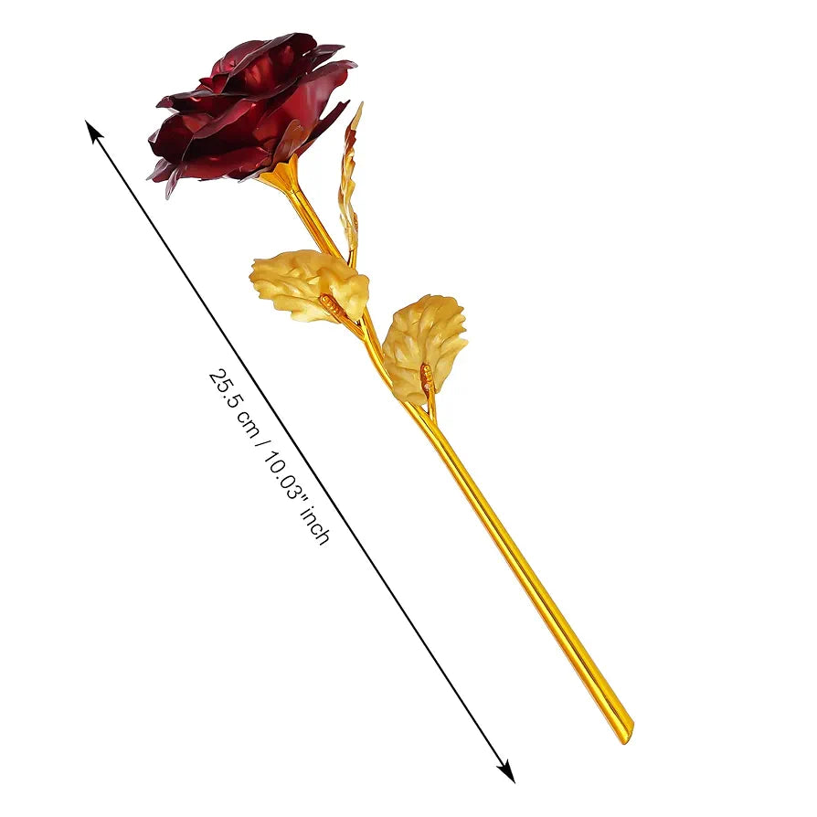 Plastic Golden Red Rose Flower Showpiece Red Golden
