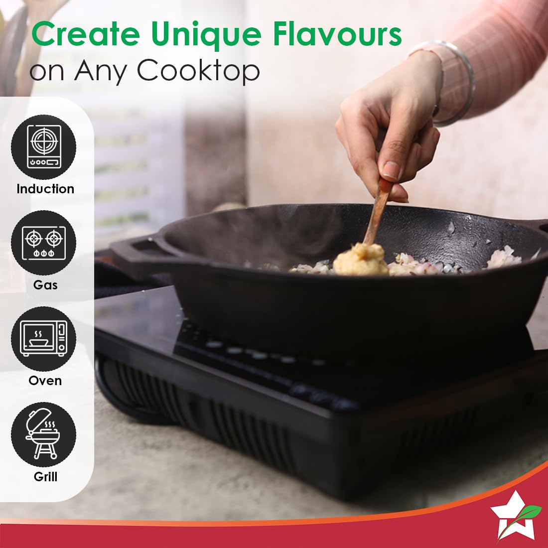 Wonderchef Forza Cast-iron 20 Cm Fry Pan | Pre-seasoned Cookware | Induction Friendly