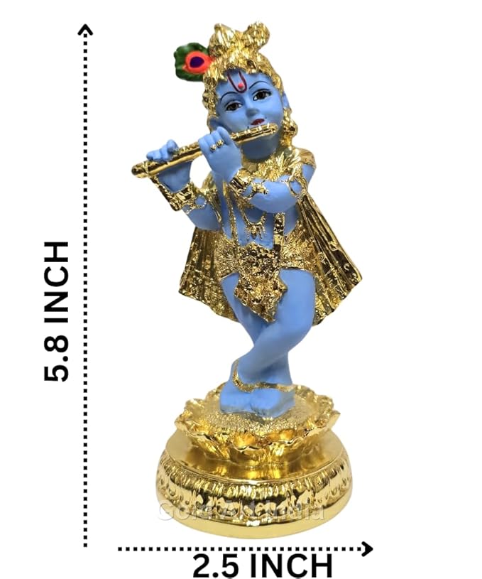 Gold Art India Lord Krishna Idol Gold Plated Krishna Statue Standing Krishna