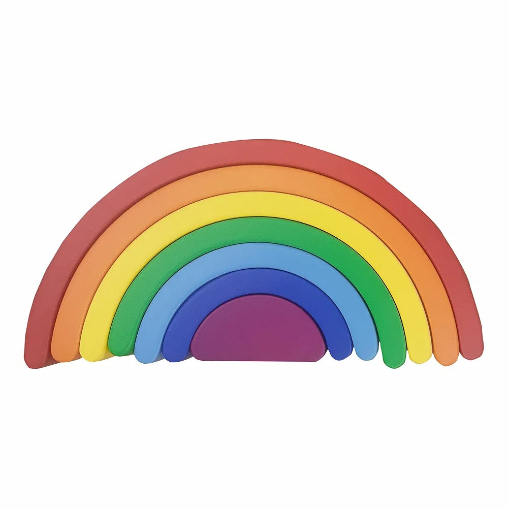 Tantrums Wooden Rainbow Stacker, 7-Piece Educational Toy, Multicolour Learning Blocks for Motor Skills Development