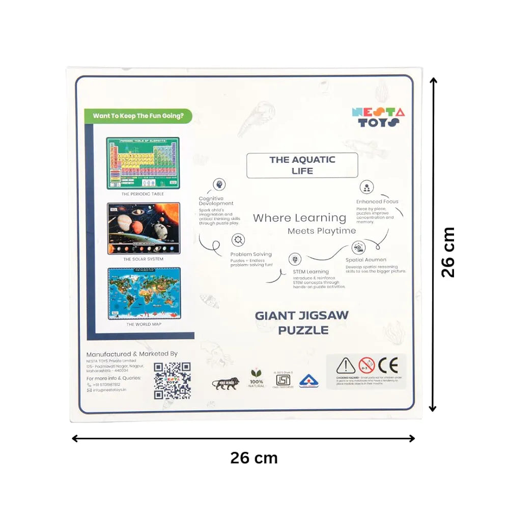 NESTA TOYS - Floor Puzzle & Game, Aquatic Life Jigsaw Puzzle, Educational Toy, Gifts for Boys & Girls Ages 6 to 14 | Learning Toys | 108 pcs, 70 x 50 cm