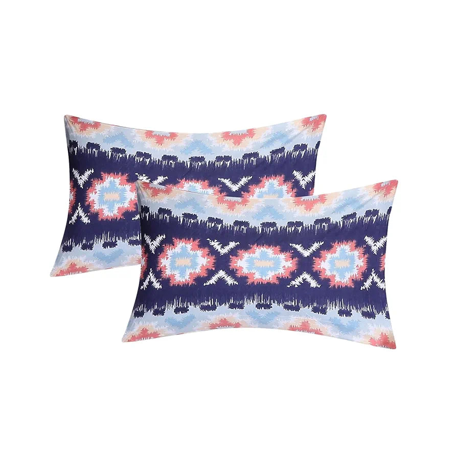 Status Contract Spring Cotton Rich Double Bedsheet with 2 Pillow Covers Colour Blue