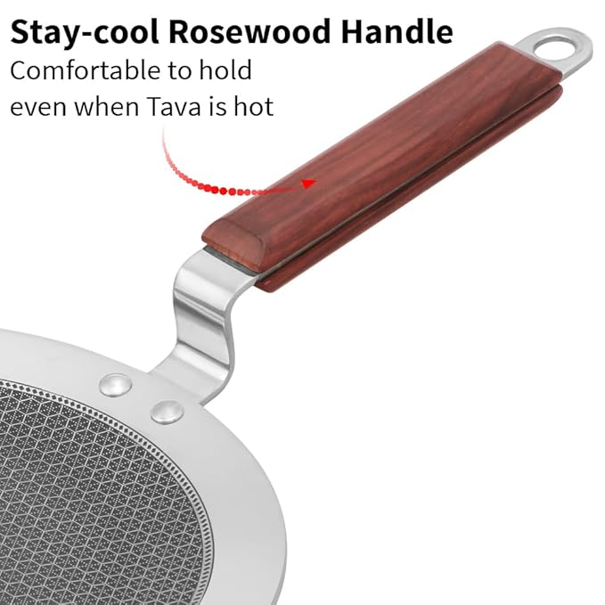 Hawkins 24 cm Paratha Tava, Triply Stainless Steel Shielded Nonstick Tawa