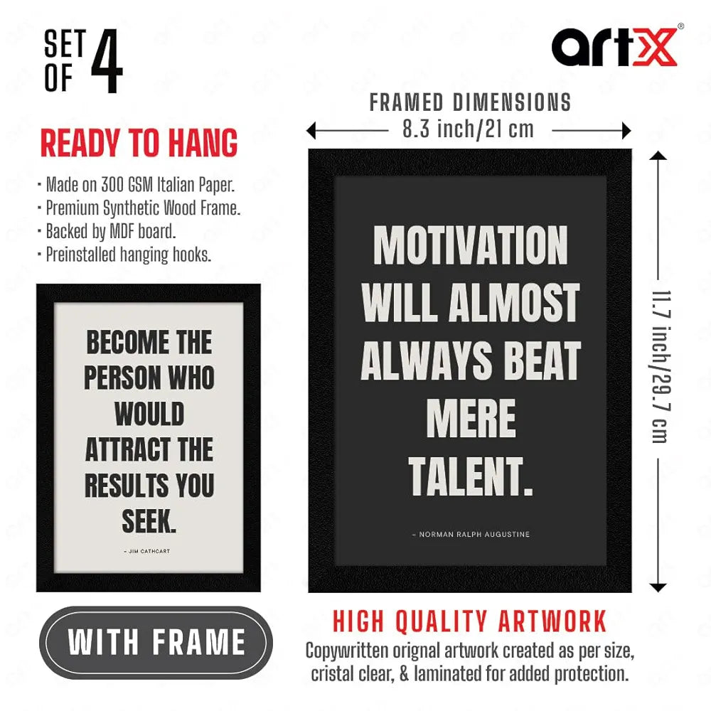 ArtX Paper Business Sales & Marketing Motivational Quotes Wall Frames AXF00195-MOT Set of 4